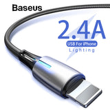 Baseus Water Droplet Light Design USB Cable for iPhone X xr xs max Charger for iPhone 8 7 6 6s Plus 2.4 Fast Charging Cable