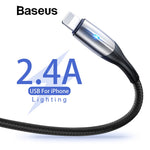 Baseus Zn-alloy Lighting Design USB Cable for iPhone xs max 1m 2.4A Charging Cable for iPhone X 8 7 6 plus Charger USB Cable