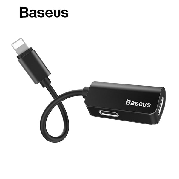 Baseus 2in1 for iPhone Extension Cable for iPhone 8 10 X Charger Splitter Headphone Adapter for iPhone 7 Charging Adapter