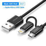 Ugreen USB Cable For iPhone XS X 8 7 6 Charging Charger 2 in 1 Micro USB Cable For Android USB Type c Type-c Mobile Phone Cables