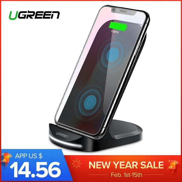 Ugreen Qi Wireless Charger for iPhone X XS XR 8 Samsung S9 S8 10W Fast Wireless Charging Dock Station for Xiaomi Phone Charger