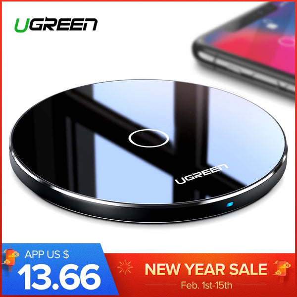 Ugreen 10W Qi Wireless Charger for iPhone X XS Max XR 8 Plus Fast Wireless Charging Pad for Samsung S8 S9 S9+ Note 9 Xiaomi